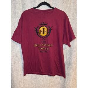 Disney The Hollywood Tower Hotel T-shirt Burgundy Mens Size -  Large